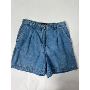 Style & Co Petite Pleated Front Short  8P Blue   Cotton Denim